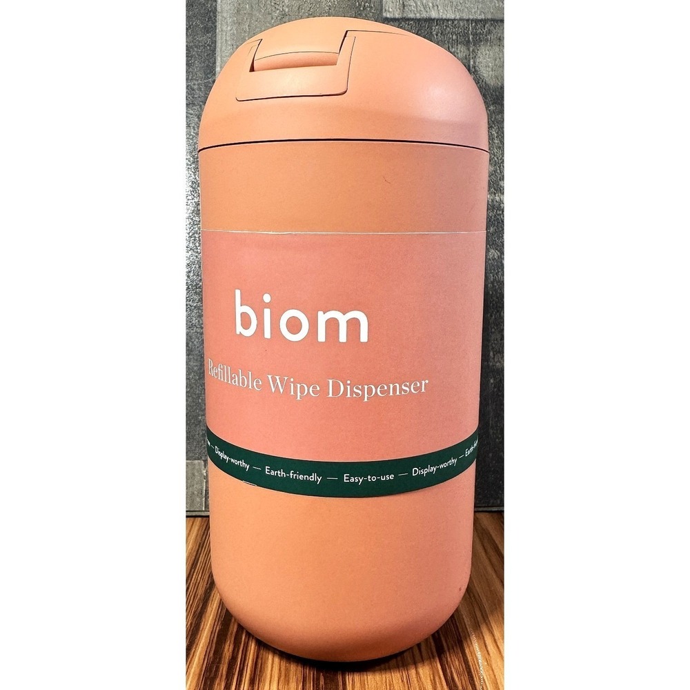 Biom Refillable Wipe Dispenser Coral Pink Matte Eco-Friendly Container